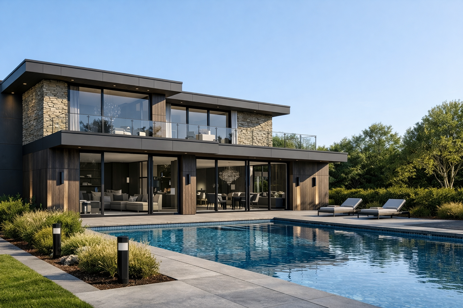 Modern villa day view